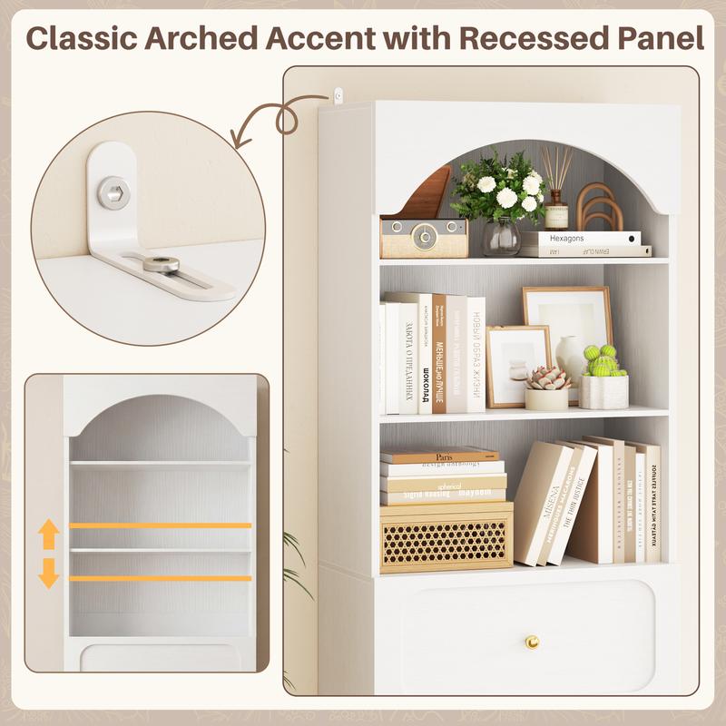 Cyclysio - Organizador de armario alto de madera independiente de 60 cm de ancho, resistente, con 3 compartimentos de almacenamiento y estantes ajustables para armarios y habitaciones pequeñas.