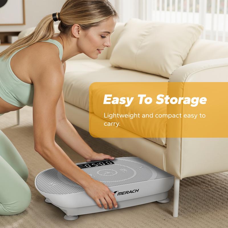 Máquina de ejercicios con plataforma vibratoria Merach Slim, equipo de entrenamiento de cuerpo completo para mujeres, plataforma vibratoria para drenaje linfático, plataforma de fitness vibratoria para gimnasio en casa,