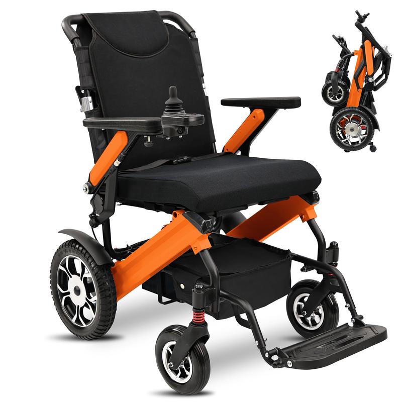 Silla de ruedas eléctrica para adultos, estructura de aluminio plegable y ligera, doble motor de 24 V, batería de litio de larga duración, capacidad de 136 kg (300 lbs).