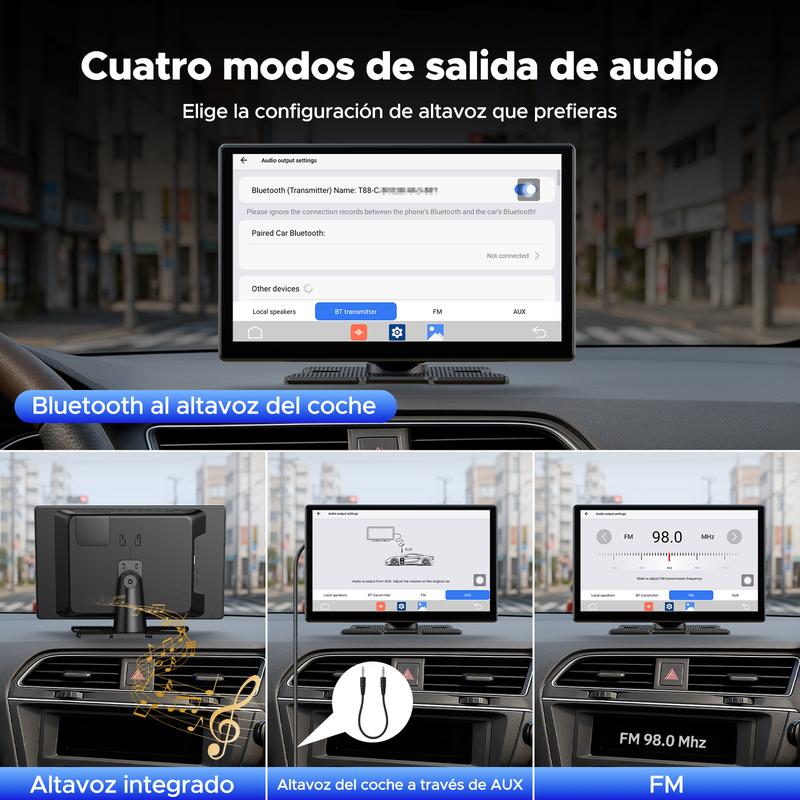 LAMTTO Pantalla Inalámbrica CarPlay 9" Para Ver Películas/Videos/Programas de Televisión en su Auto | Compatible con Netflix/YouTube/TikTok | Incluye Guías de Reversa para una Vista Trasera Clara | Regalos para Familia o Amigos
