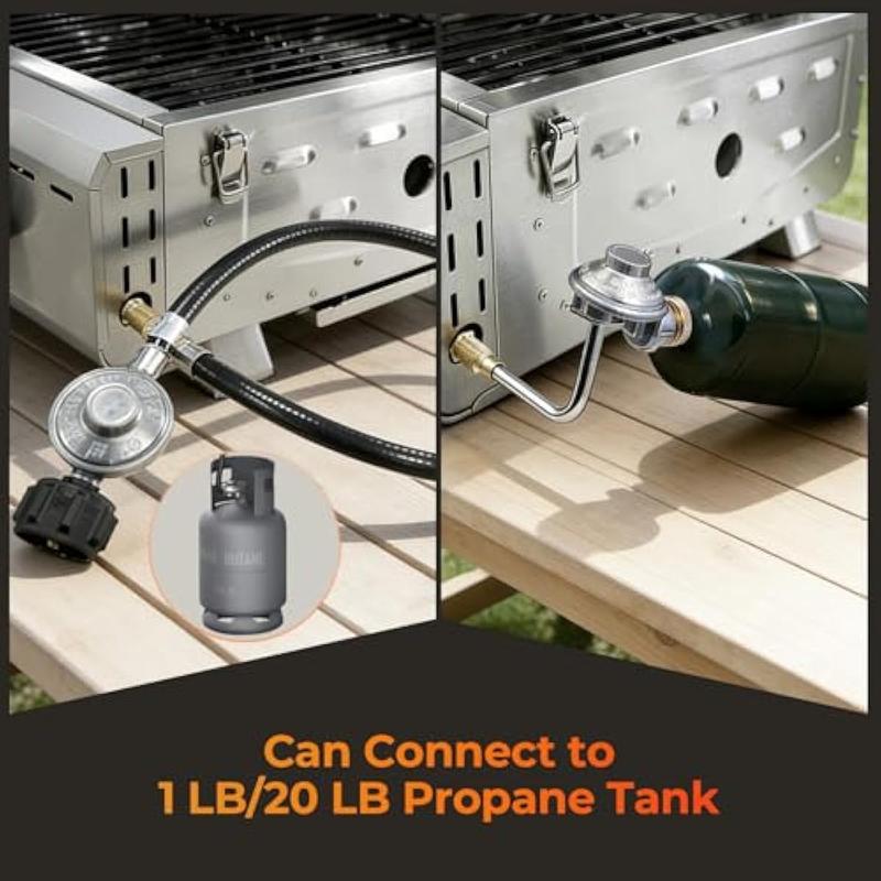 Parrilla de gas de mesa de 16,000 BTU, parrilla de propano portátil de 2 quemadores con patas plegables, área de cocción extragrande de 251 pulgadas cuadradas, parrilla de barbacoa de acero inoxidable de 20 pulgadas para patio trasero, RV, camping, fiesta