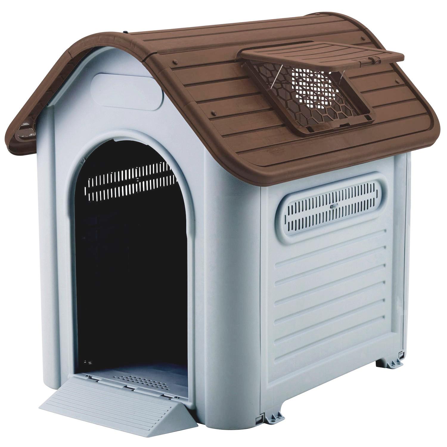 Casa XL para Perro 96x82x107 cm Café/Gris claro