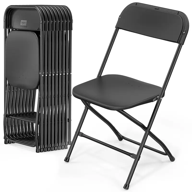 Silla plegable de plástico blanco VINGLI en paquete de 4/6/10, portátil y plegable para uso interior y exterior, con marco de acero y capacidad de 350 lb. para eventos, oficina, bodas, fiestas, picnics, cocina y comedor