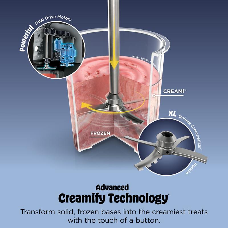 Máquina para hacer helados y postres congelados Ninja CREAMi XL Deluxe 11 en 1 - NC501