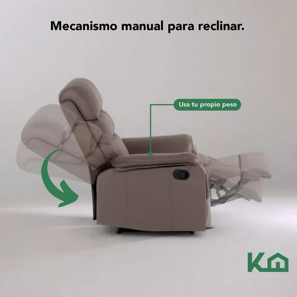 Sillón Reclinable De Tela Reposet Manual Individual beige