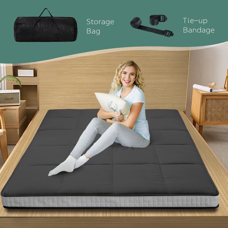 Colchón futón japonés, colchoneta de tatami plegable de 3,5"/4", cama tumbona enrollable portátil para adultos y niños, para todas las estaciones, colchón para dormitorio summergarden
