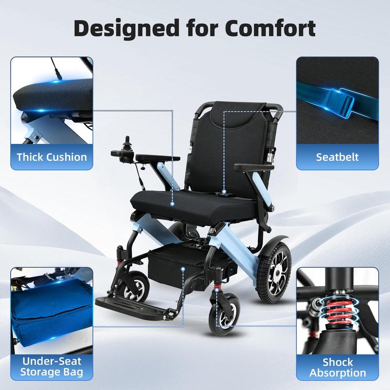 Silla de ruedas eléctrica para adultos, estructura de aluminio plegable y ligera, doble motor de 24 V, batería de litio de larga duración, capacidad de 136 kg (300 lbs).