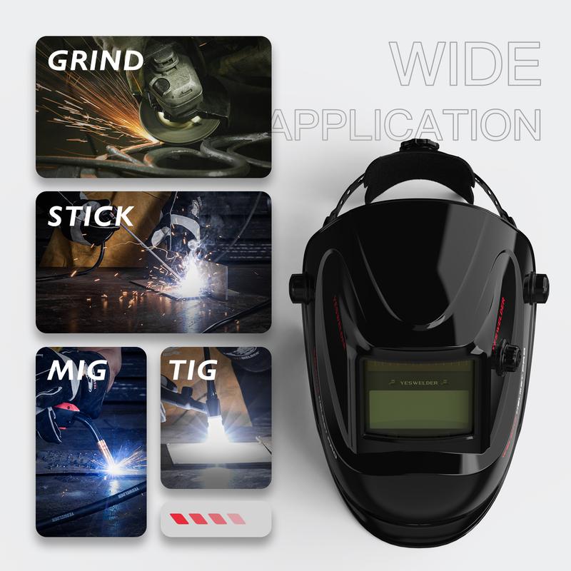 Soldadora MIG con núcleo fundente YESWELDER FLUX-135PRO de 110 V y 135 A con casco de soldadura LYG-L600A | Máquina de soldadura 3 en 1 con pantalla digital MIG/TIG/Electrodo sin gas, portátil, para metal