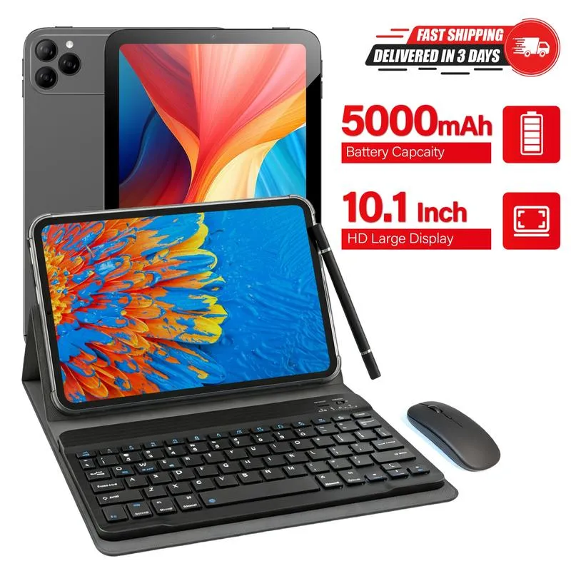 Tableta Android Family de 10.1" con 256 GB de almacenamiento, paquete completo con teclado, ratón, lápiz óptico y funda para niños y uso doméstico outdoorfun