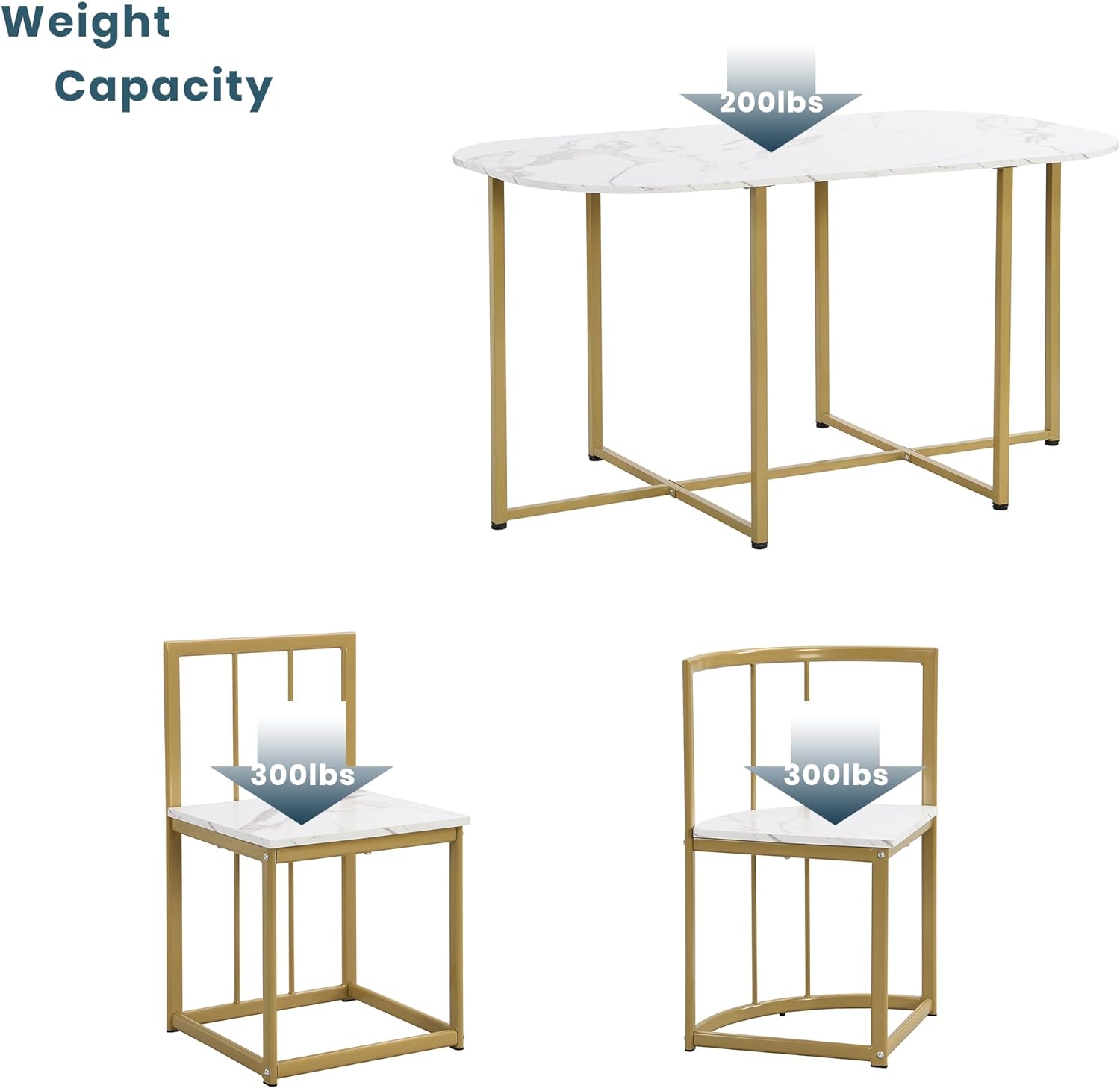 Juego de Comedor Moderno Compacto de 7 Piezas de 55 Pulgadas con Mesa de Cocina de mármol sintético y 6 sillas
