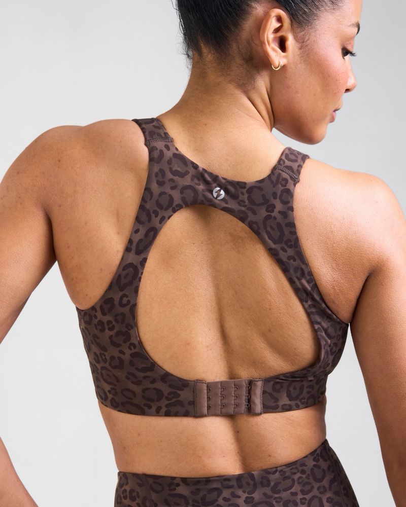 POWERCUT Sculpt Medium Support Sports Bra Leopard Brown