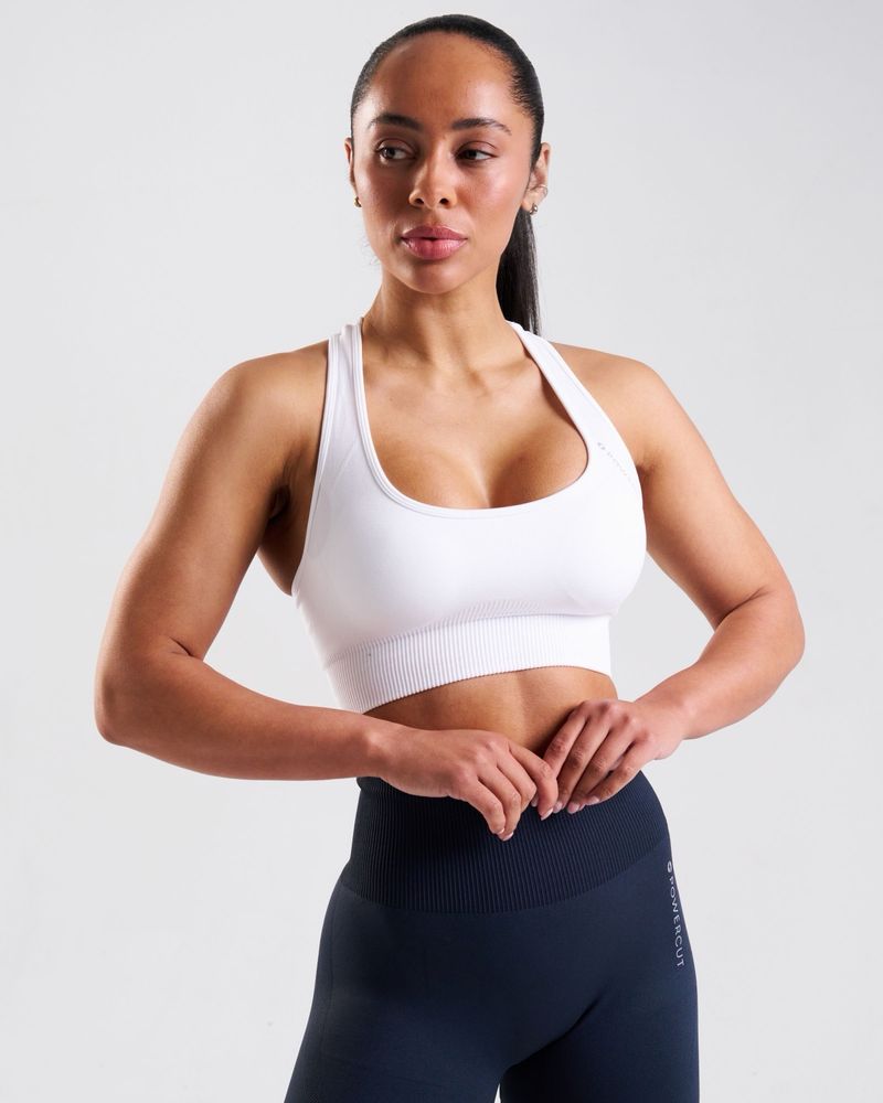 POWERCUT SOLID Seamless Sports Bra White