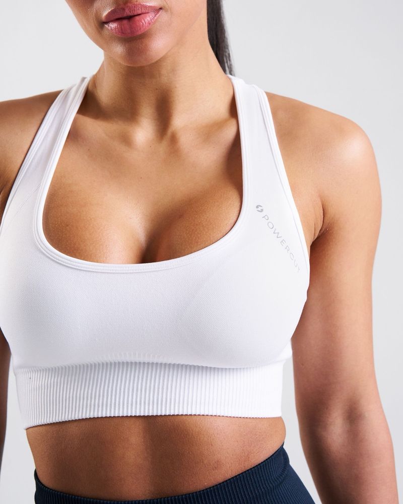 POWERCUT SOLID Seamless Sports Bra White