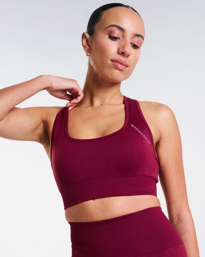 POWERCUT SOLID Seamless Sports Bra Cherry Lacquer