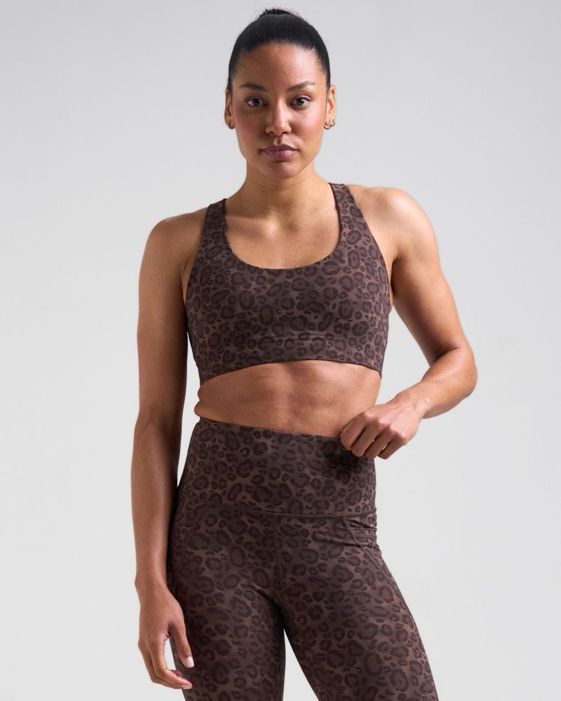 POWERCUT Sculpt Medium Support Sports Bra Leopard Brown