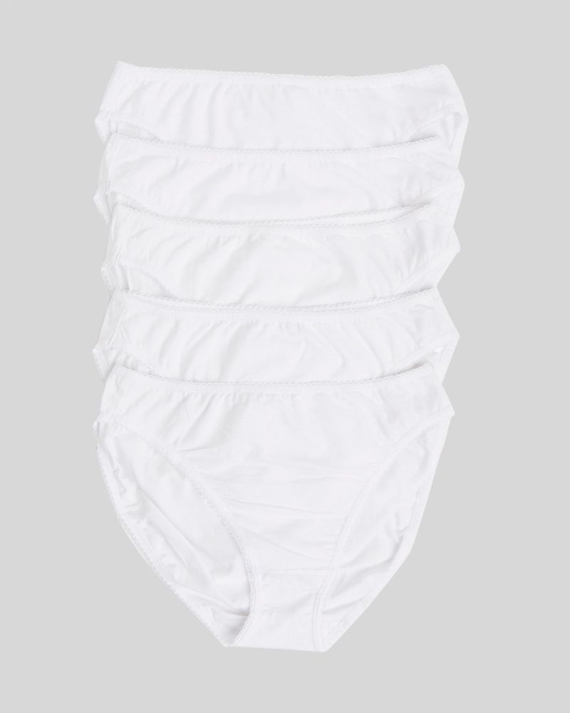 Plain Cotton Rich High Leg Briefs - Pack of 5