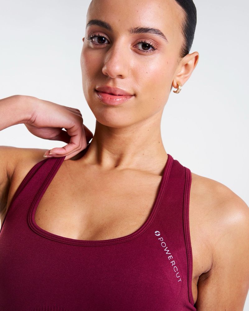 POWERCUT SOLID Seamless Sports Bra Cherry Lacquer