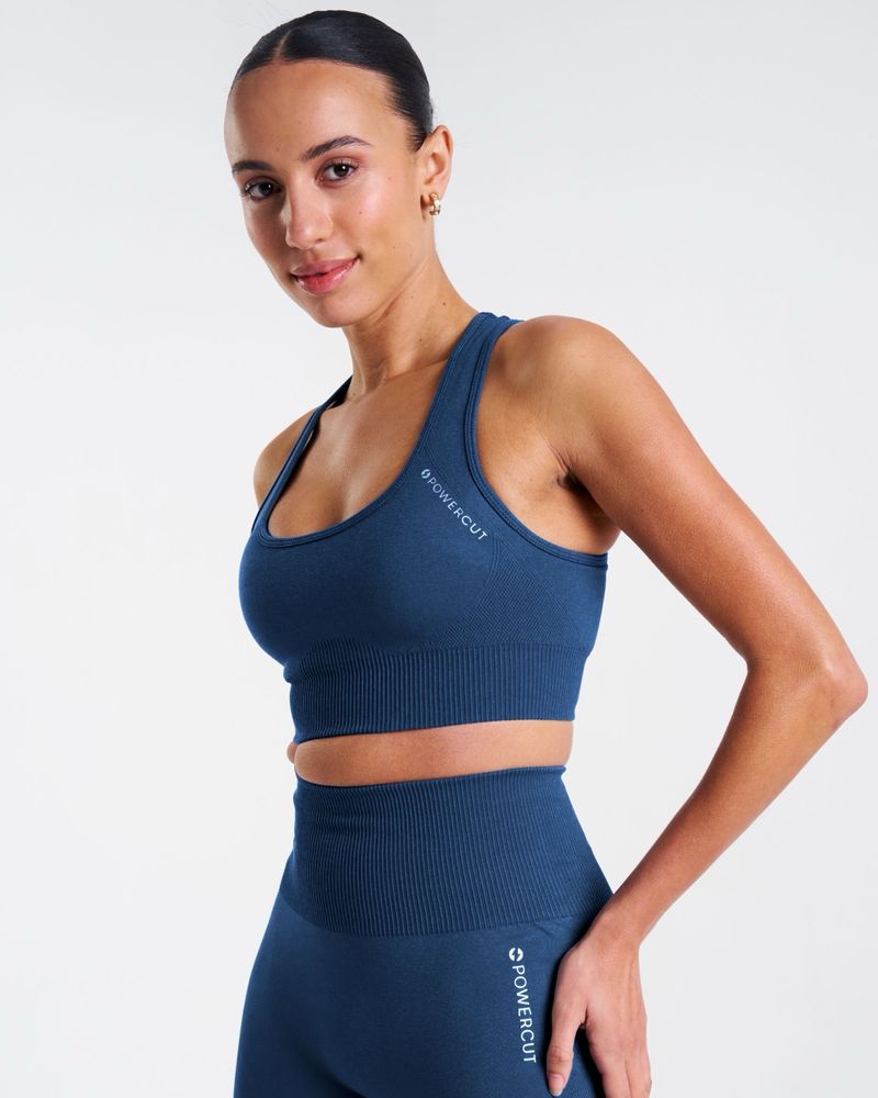 POWERCUT SOLID Seamless Sports Bra Dark Blue