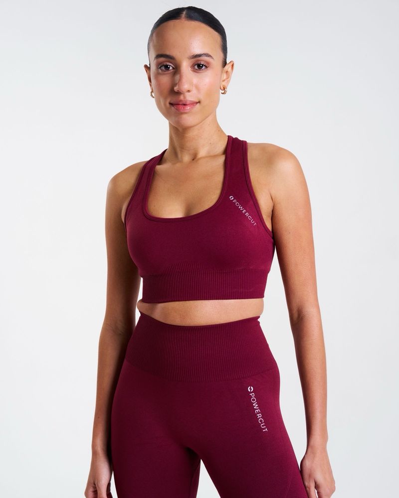 POWERCUT SOLID Seamless Sports Bra Cherry Lacquer