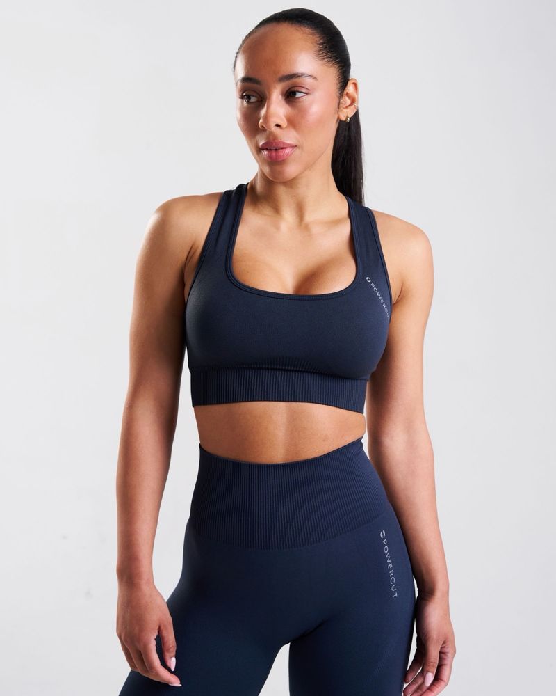 POWERCUT SOLID Seamless Sports Bra Outerspace Navy