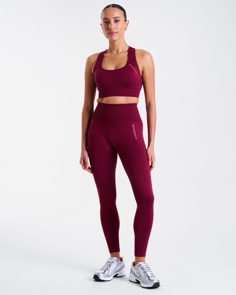 POWERCUT SOLID Seamless Sports Bra Cherry Lacquer