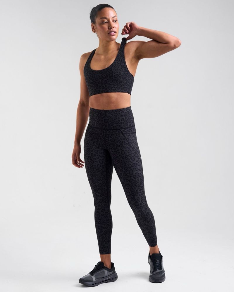 POWERCUT Sculpt Medium Support Sports Bra Leopard Black