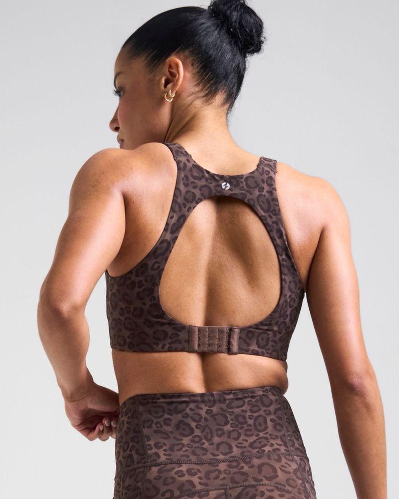 POWERCUT Sculpt Medium Support Sports Bra Leopard Brown
