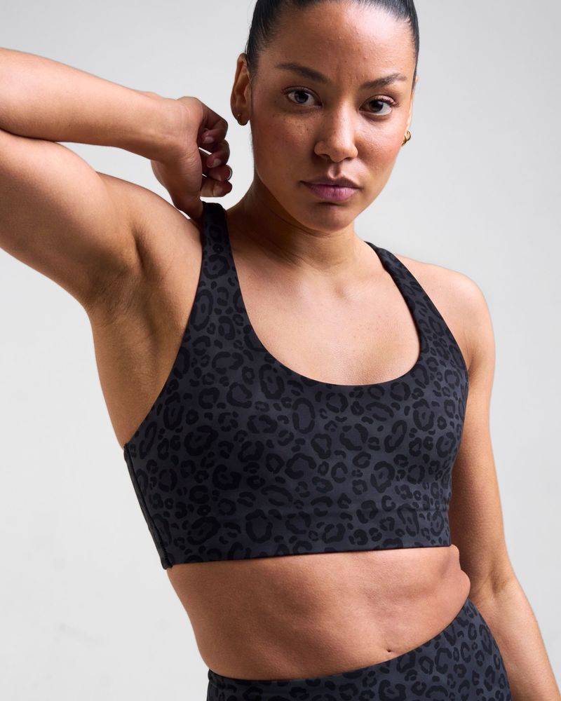 POWERCUT Sculpt Medium Support Sports Bra Leopard Black