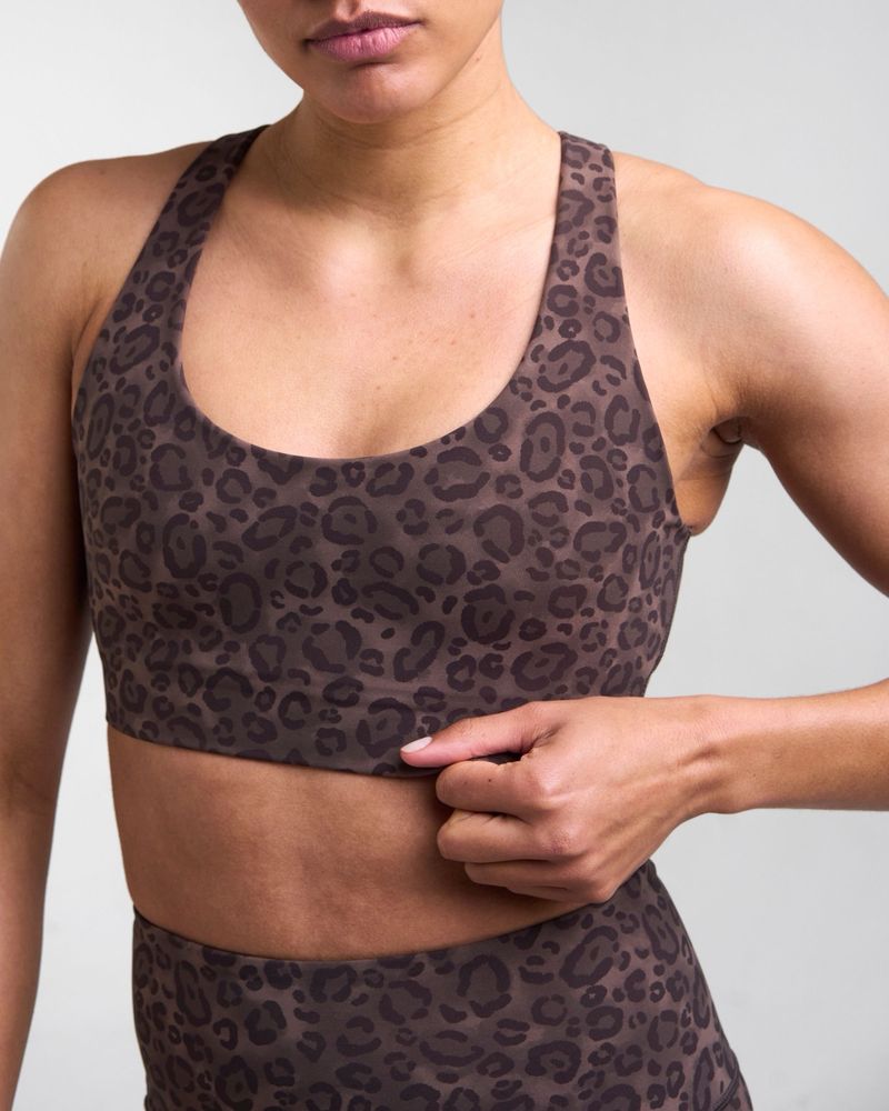 POWERCUT Sculpt Medium Support Sports Bra Leopard Brown