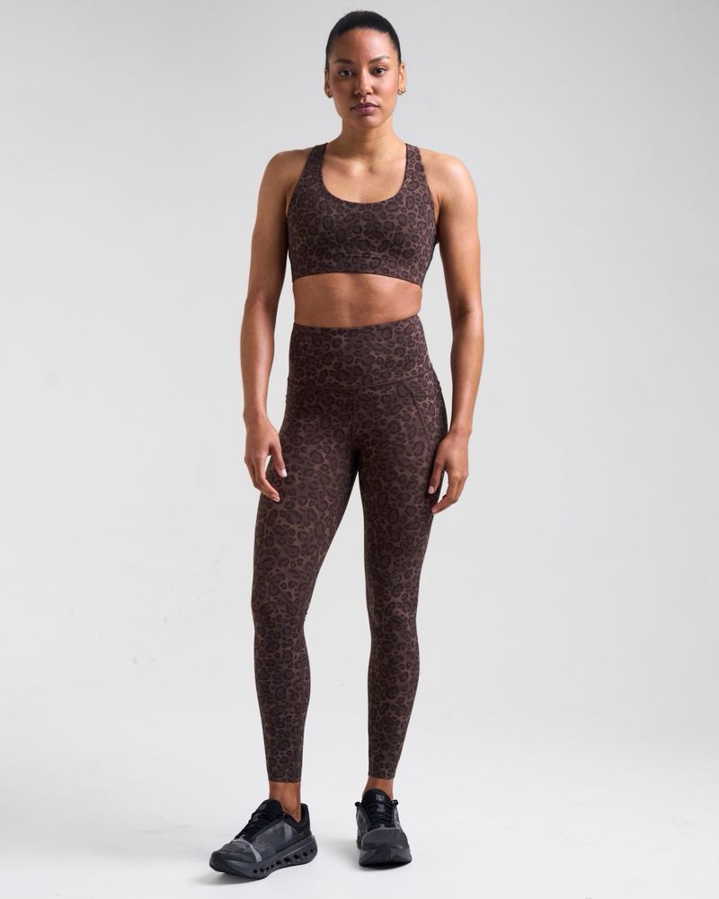 POWERCUT Sculpt Medium Support Sports Bra Leopard Brown