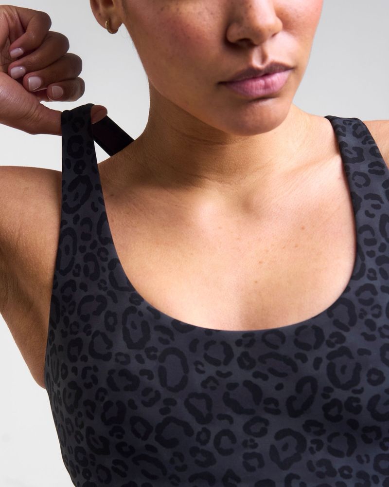 POWERCUT Sculpt Medium Support Sports Bra Leopard Black