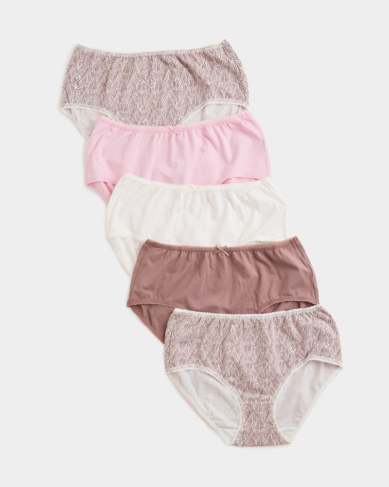 Print Cotton-Rich Midi Briefs - Pack Of 5