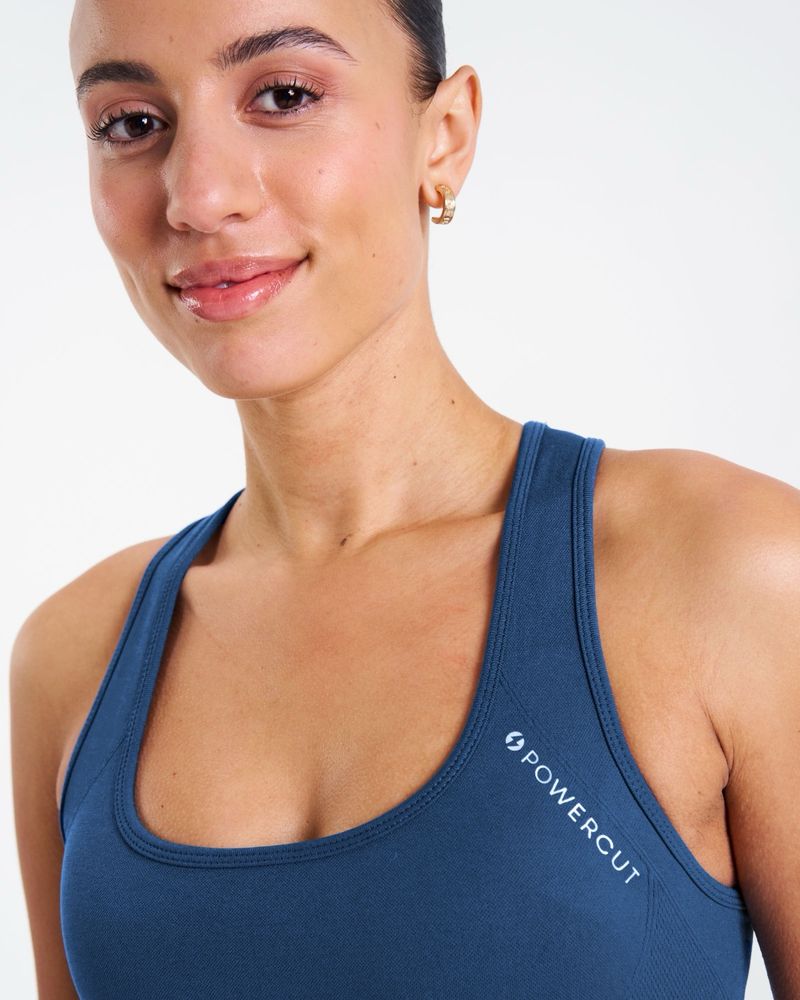 POWERCUT SOLID Seamless Sports Bra Dark Blue