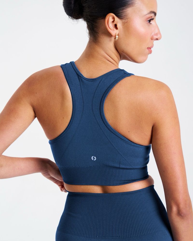 POWERCUT SOLID Seamless Sports Bra Dark Blue