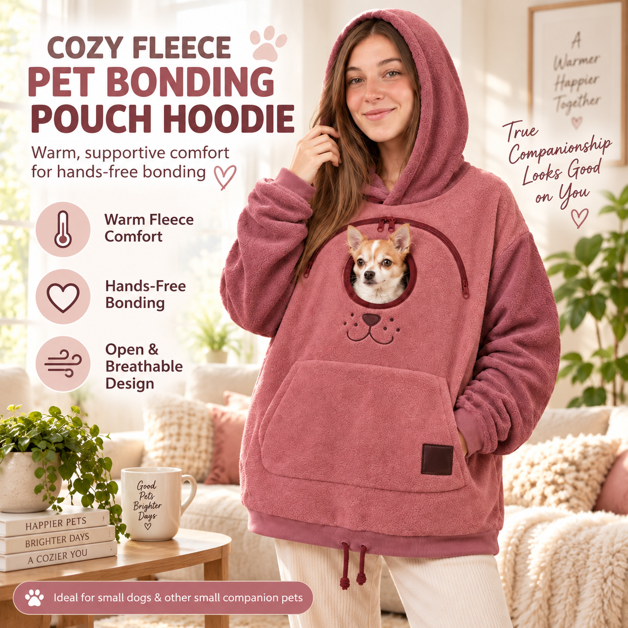 ⏳🔥LIMITED TIME 50% OFF!🐕 Cozy Fleece Pet BondingPouch Hoodie