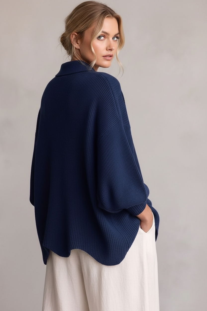 Glosspele - Chaqueta Cárdigan de Punto Acanalado