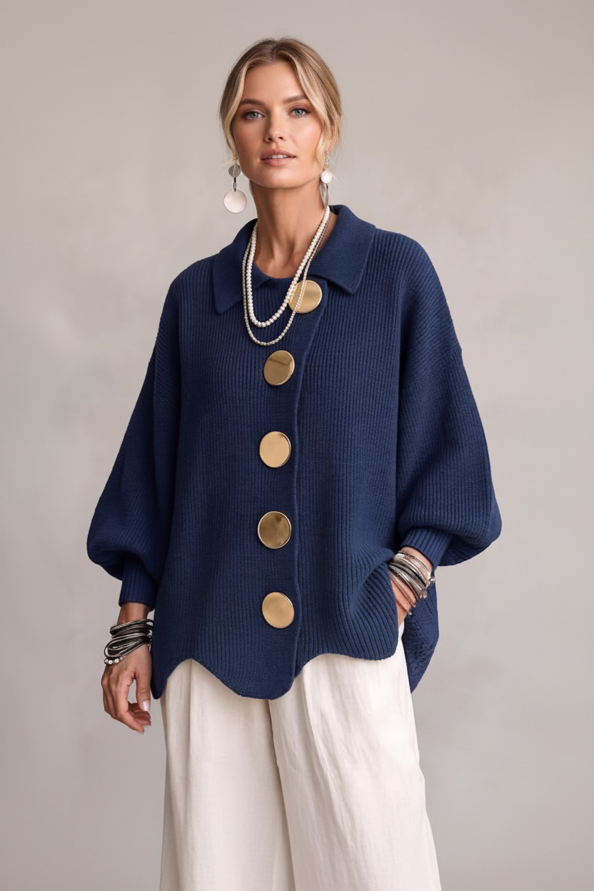 Glosspele - Chaqueta Cárdigan de Punto Acanalado