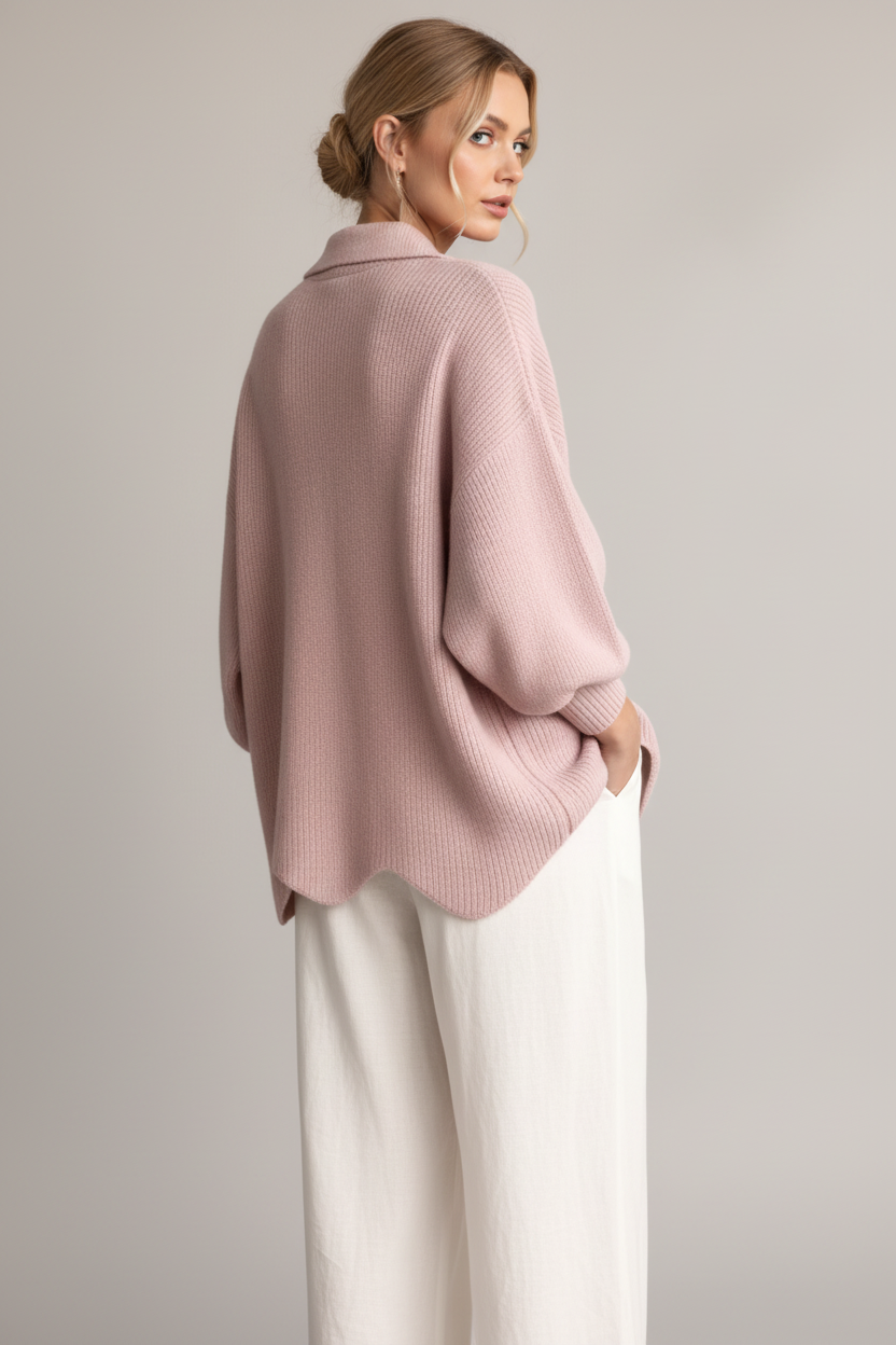 Glosspele - Chaqueta Cárdigan de Punto Acanalado
