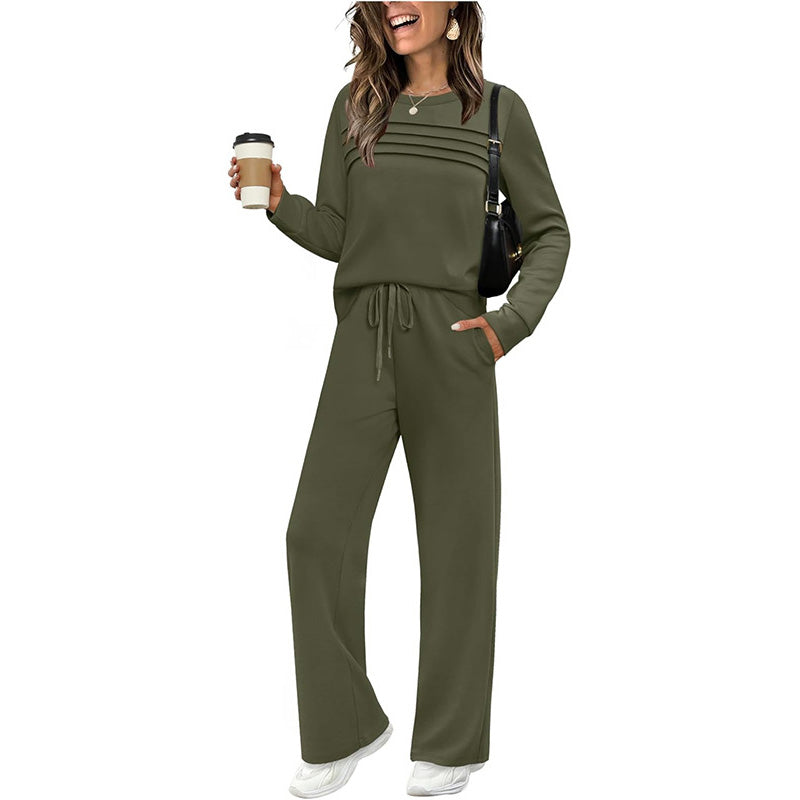 🔥LAST DAY SALE 70% OFF👍✨Women's 2026 US Casual Crew Neck Top & Drawstring Pants Set