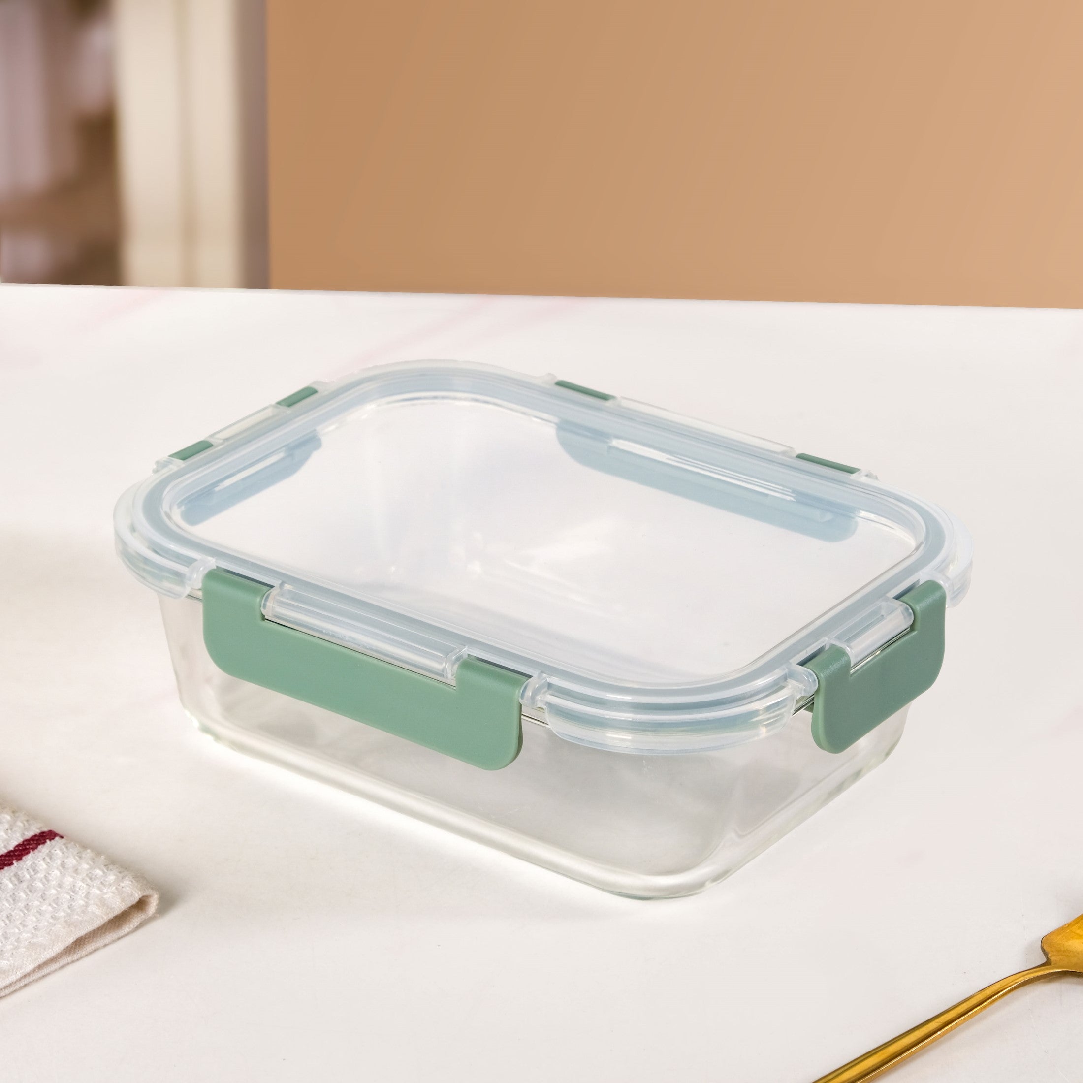 Leakproof Rectangular Food Storage Box Set Of 3 Green S 600ml M 1000ml L 1500ml