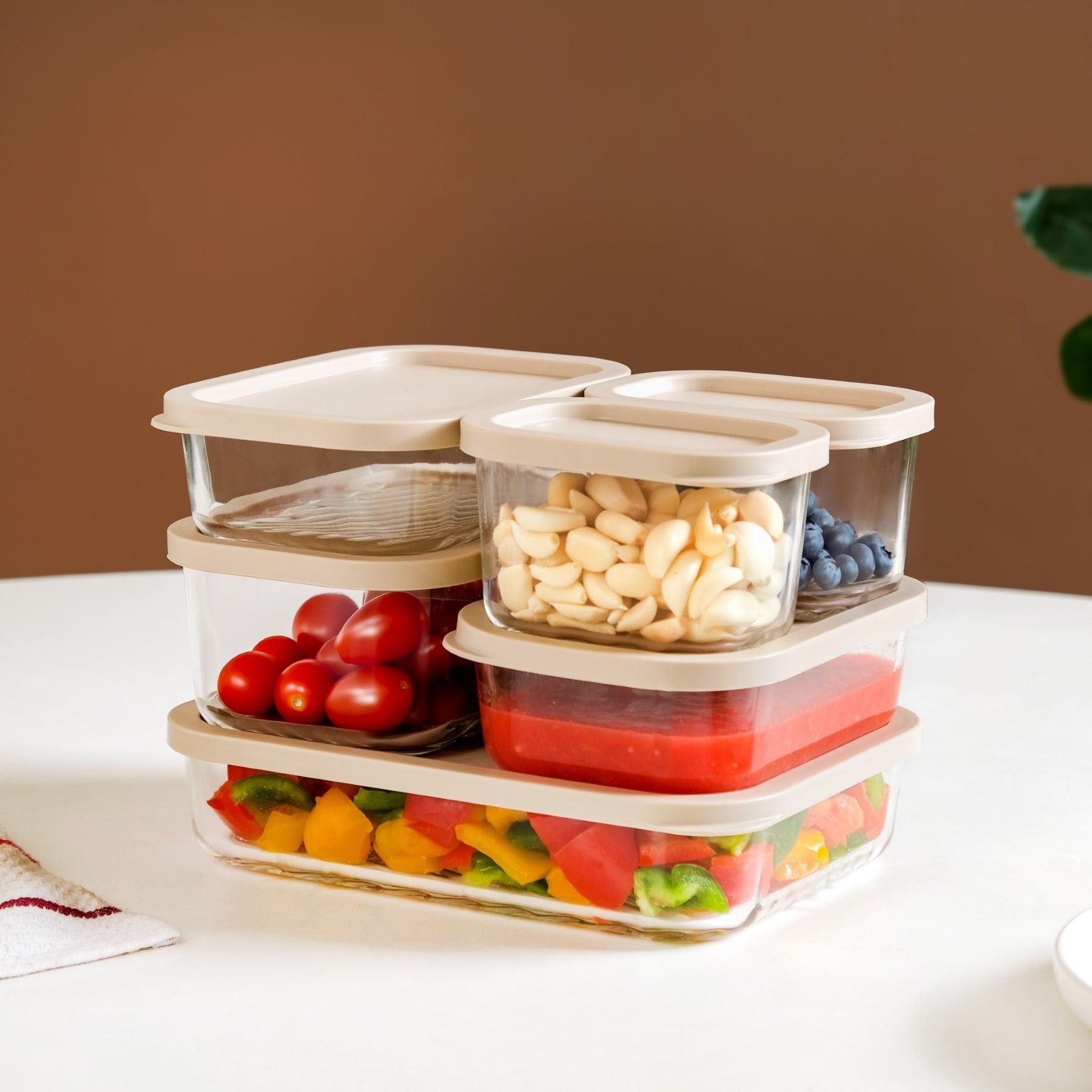 Stackable Glass Food Storage Container Set Of 6 S 310ml M 520ml L 750ml XL 1200ml