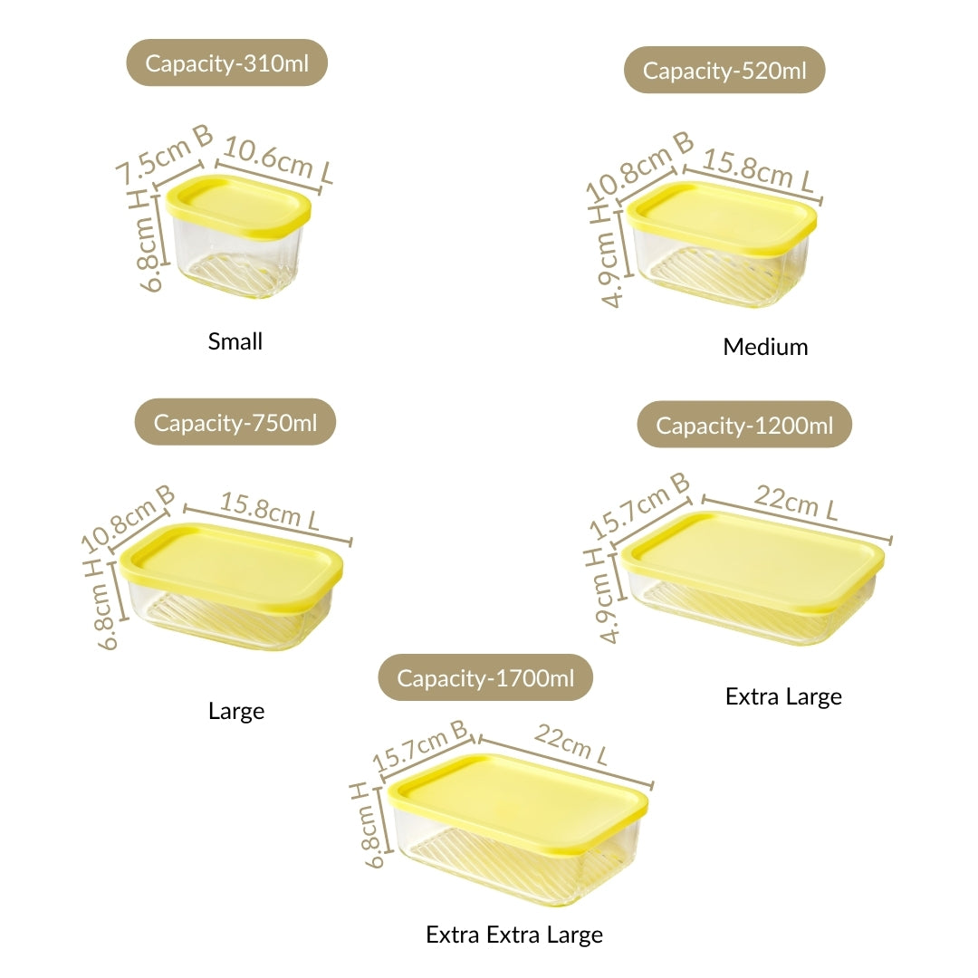 Stack On Airtight Container Set Of 7 S 310ml M 520ml L 750ml XL 1200ml XXL 1700ml