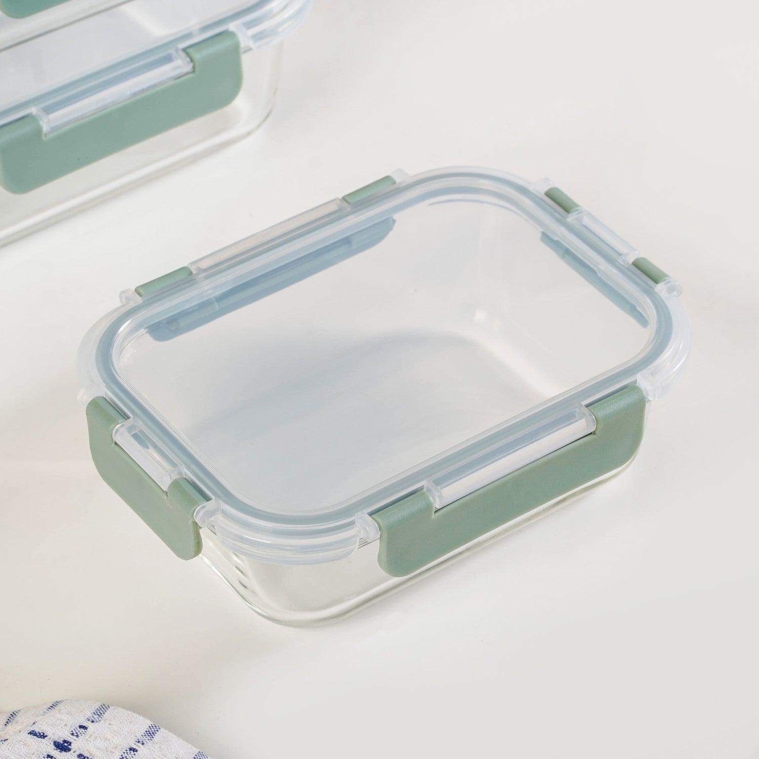 Leakproof Stackable Food Storage Lunch Box Set Of 4 Green S 185ml M 370ml L 600ml XL 1000ml