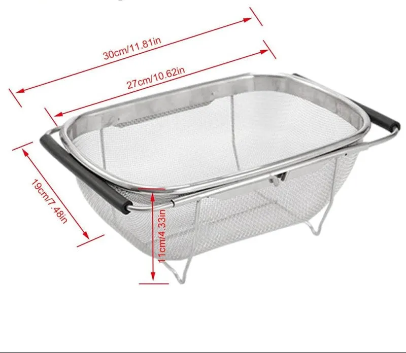 Over The Sink Colander Strainer Basket Stainless Steel