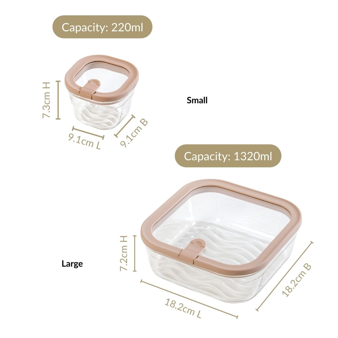 Food Container With Airtight Lid Set Of 5 220ml 1320ml Brown