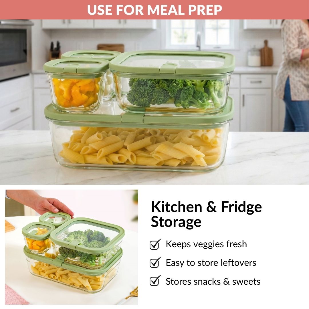 Vento Food Storage Container Set Of 4 220ml 1320ml 2500ml Sage Green