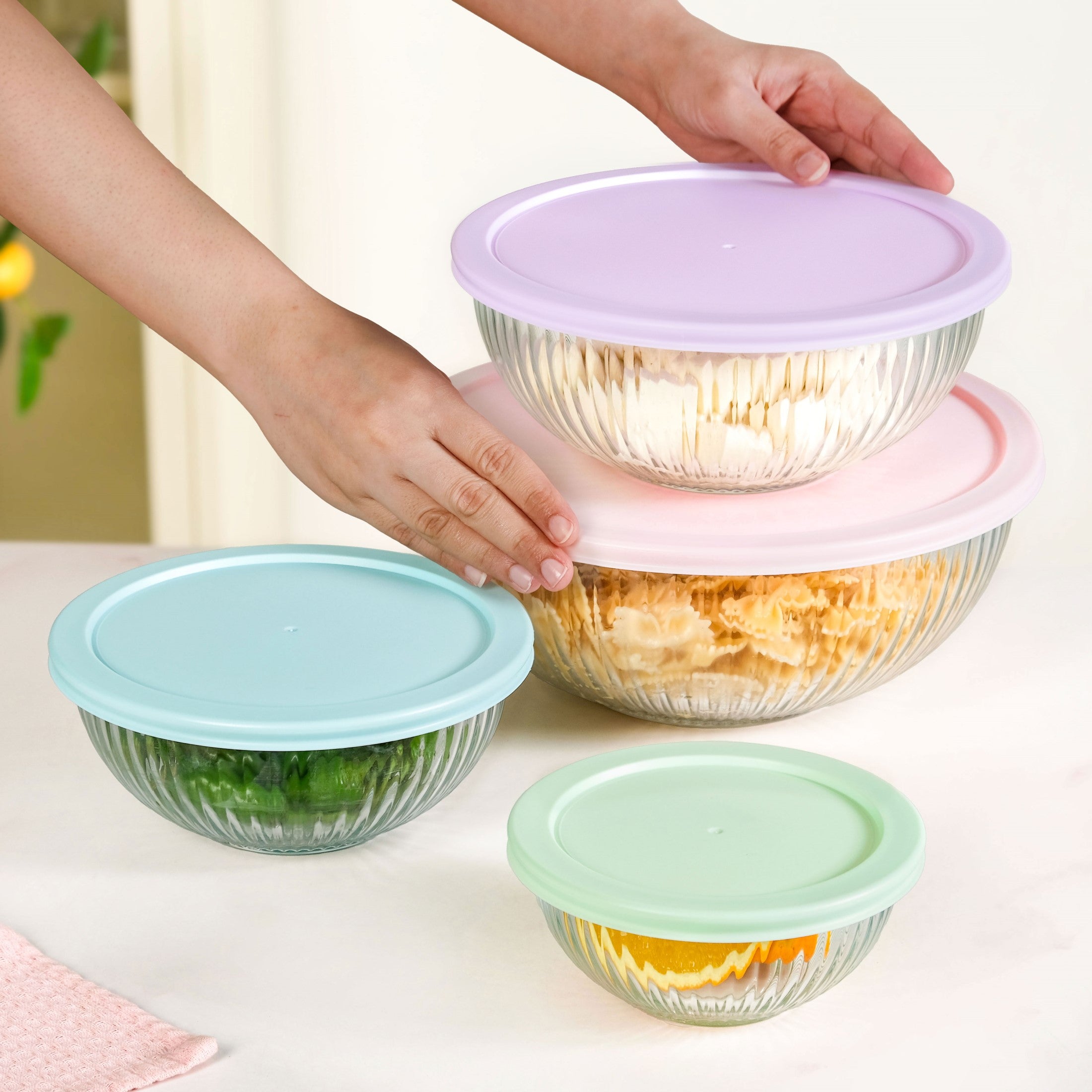 Sealpro Fluted Glass Container Set Of 4 S 500ml M 1000ml L 2000ml XL 3500ml
