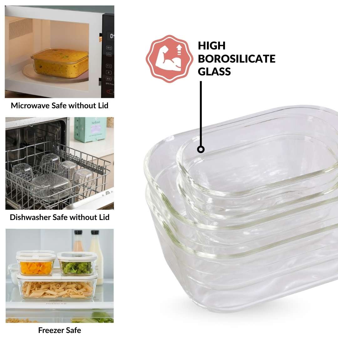 Stackable Food Container Set Of 4 370ml 930ml 2500ml Green