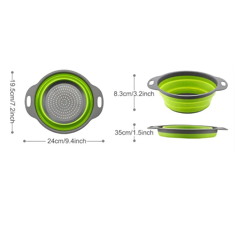 2 in 1 Collapsible Colander Large Self Draining Strainer Set