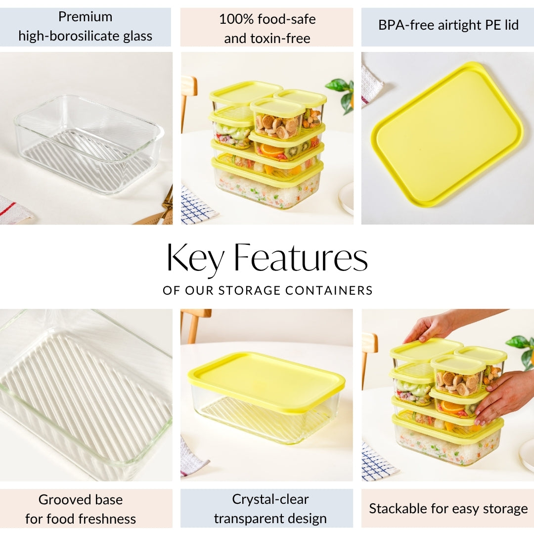 Stack On Airtight Container Set Of 7 S 310ml M 520ml L 750ml XL 1200ml XXL 1700ml